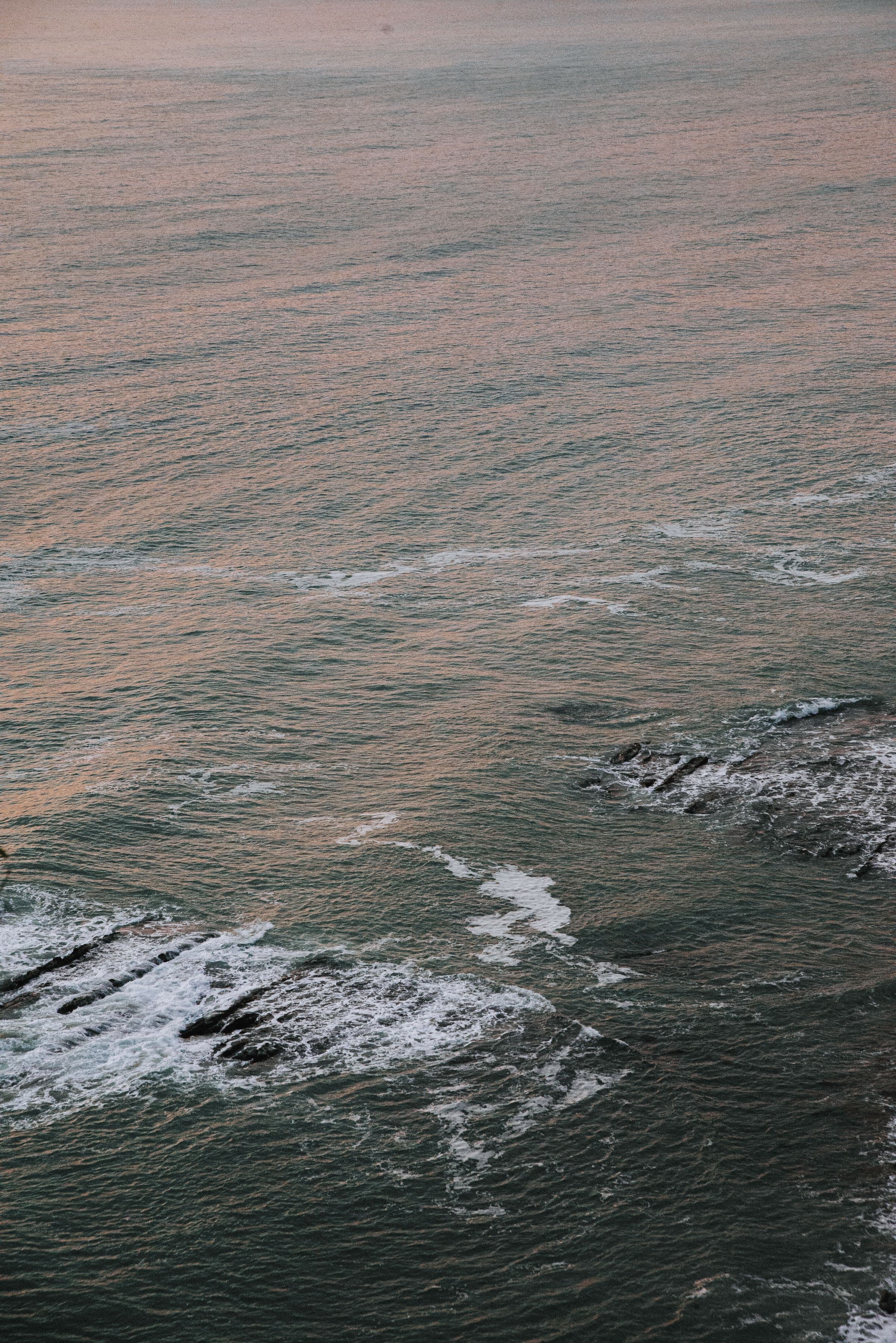 Dusk settling over a calm coastline